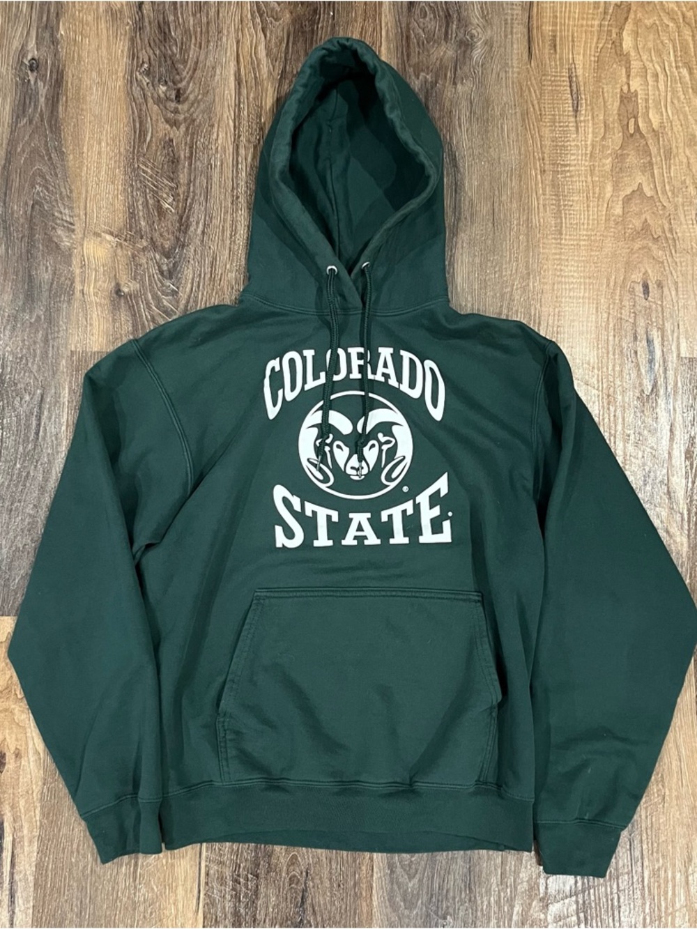 Vintage Colorado State University Rams Logo Pine Green Pullover Hoodie Mens M